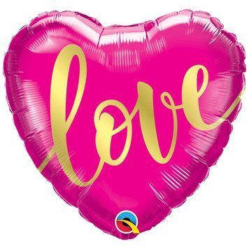 Куля фольгована 45см Серце рожеве love 3202-2935 фото