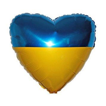 Куля фольгована 45см Серце прапор України 130619-210 фото
