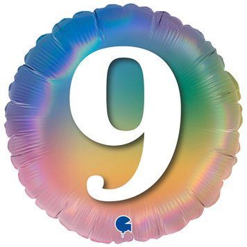 Куля фольгована 46см Омбре веселка цифра 9 3202-2813 фото